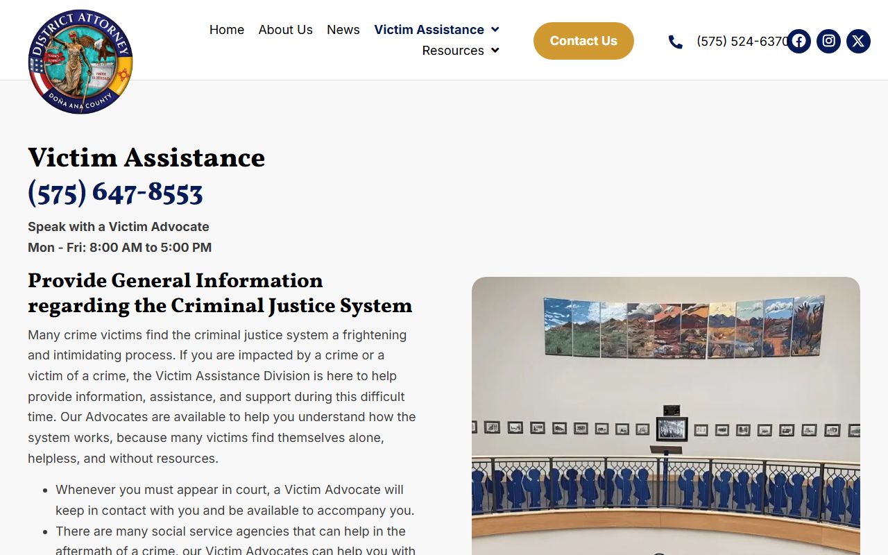 Doña Ana County arrest records District Attorney victim assistance for court charges