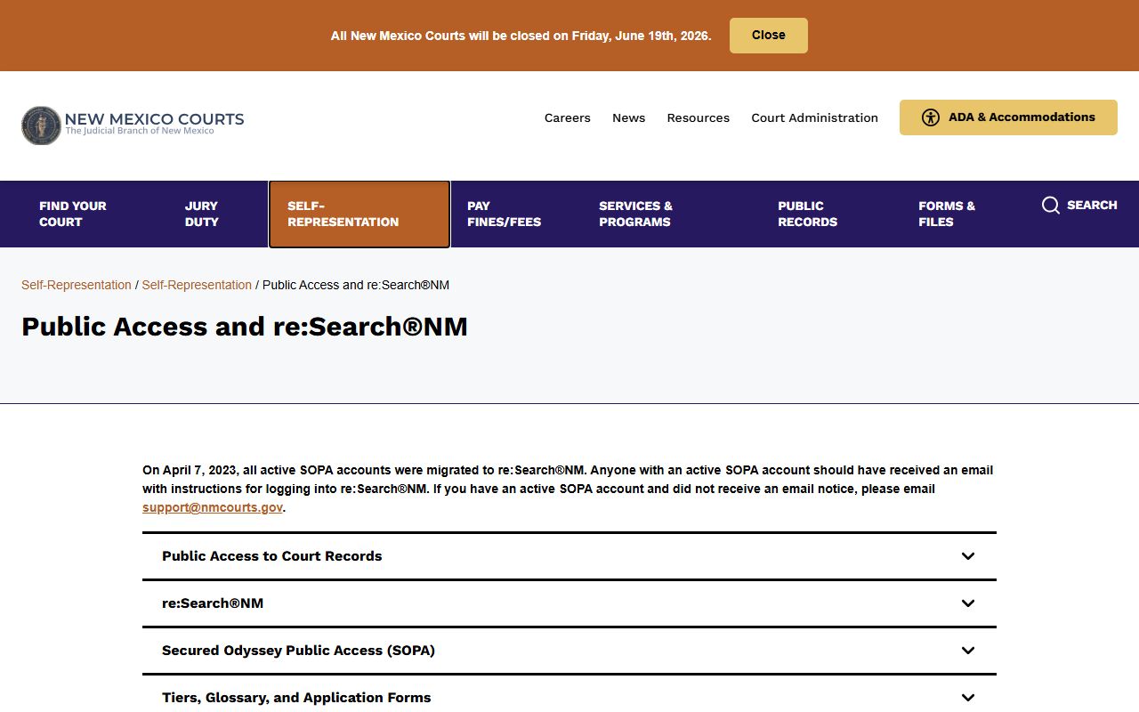 Doña Ana County court records public access and re:SearchNM page