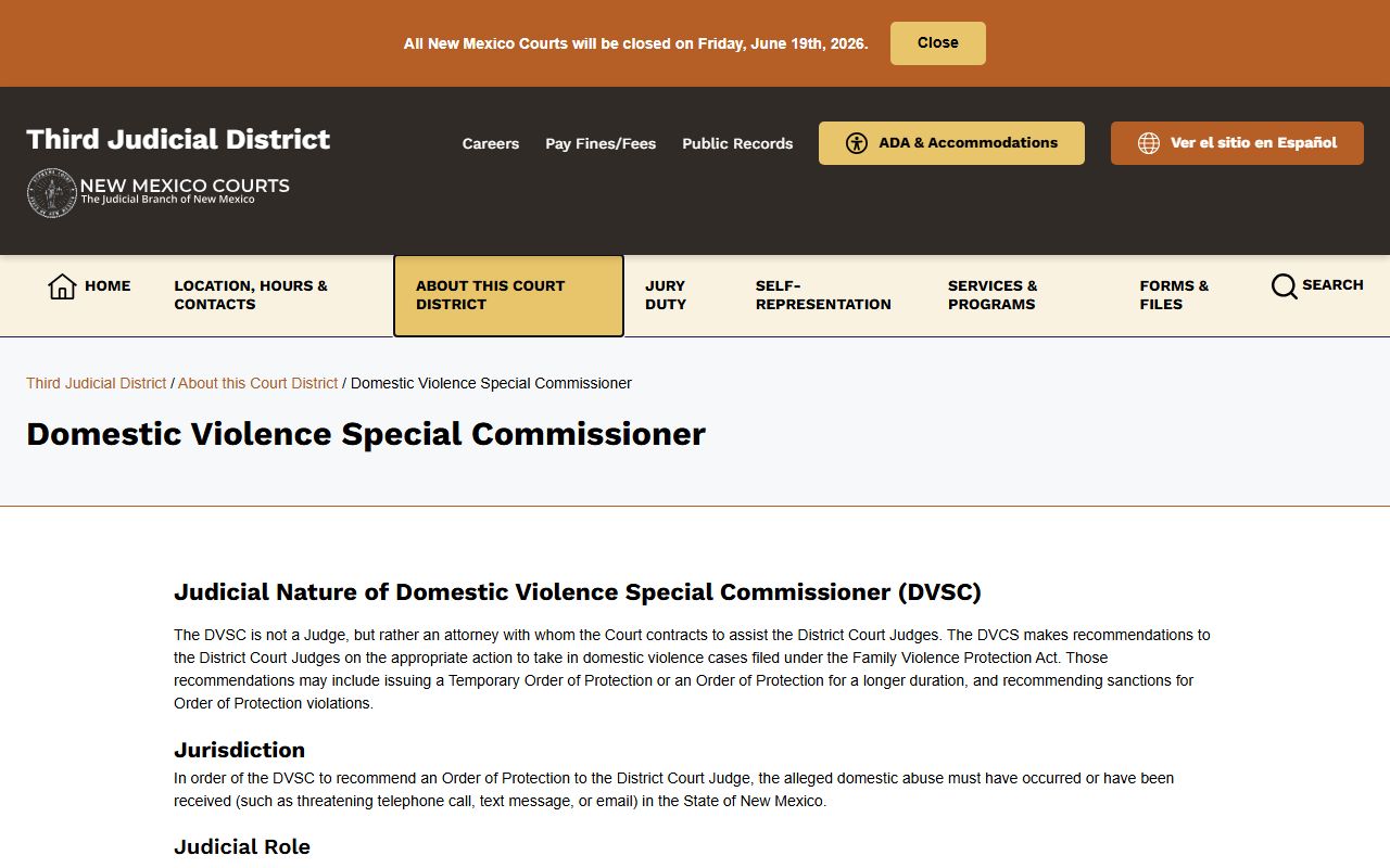 Doña Ana County District Court domestic violence special commissioner