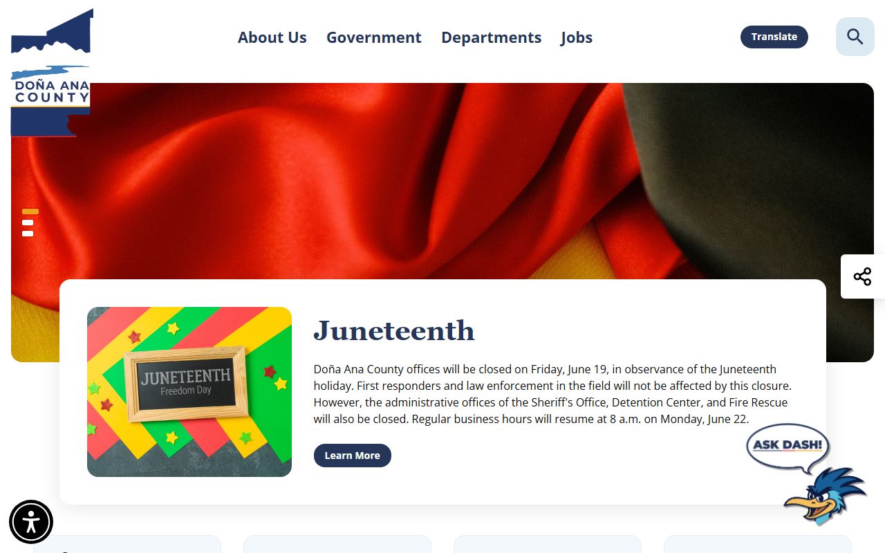 Doña Ana County court records and county services homepage