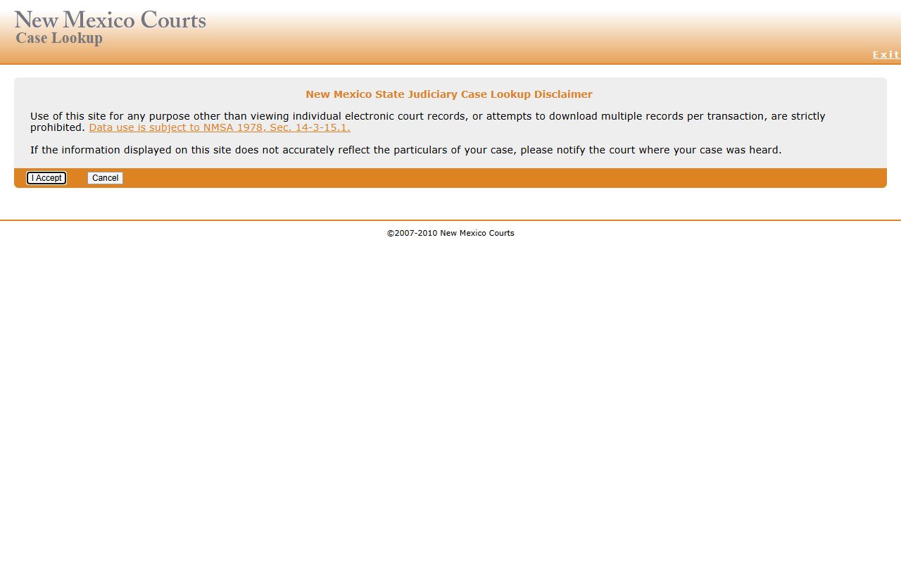 Doña Ana County court records New Mexico Case Lookup search screen