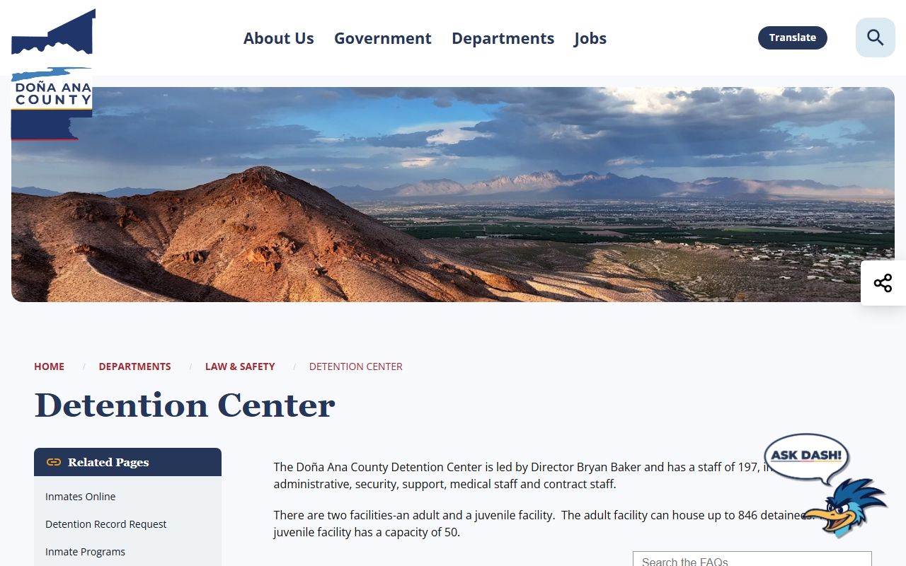 Doña Ana County inmate records detention center overview