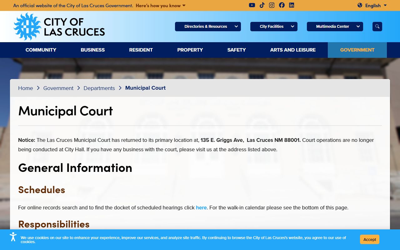 Doña Ana County traffic court records Las Cruces Municipal Court