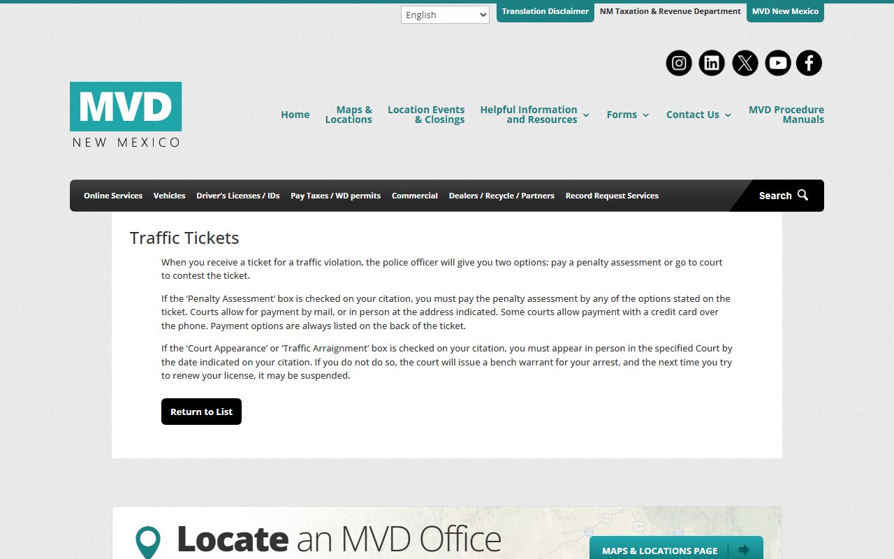 Doña Ana County traffic court records New Mexico MVD traffic tickets