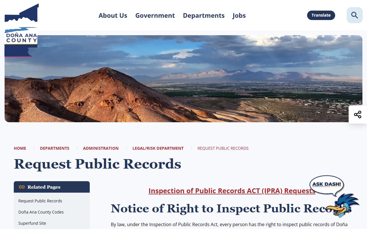 Doña Ana County warrant records public records request procedures