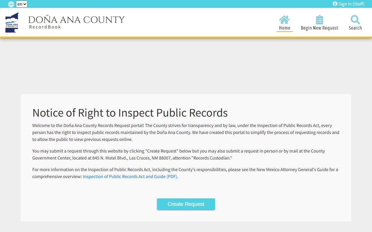 Doña Ana County warrant records RecordBook IPRA portal