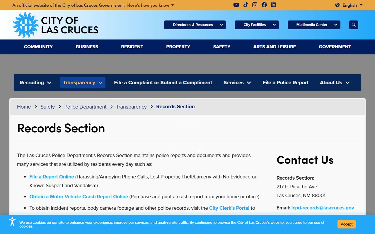 Doña Ana County warrant records Las Cruces Police records section